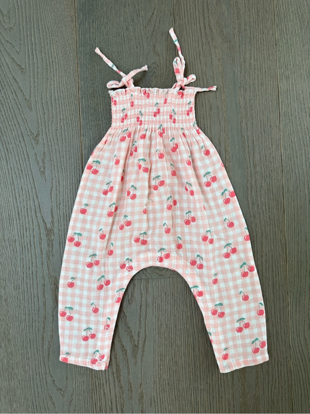 SIIX Collection GINGHAM CHERRIES / MUSLIN SMOCKED JUMPSUIT